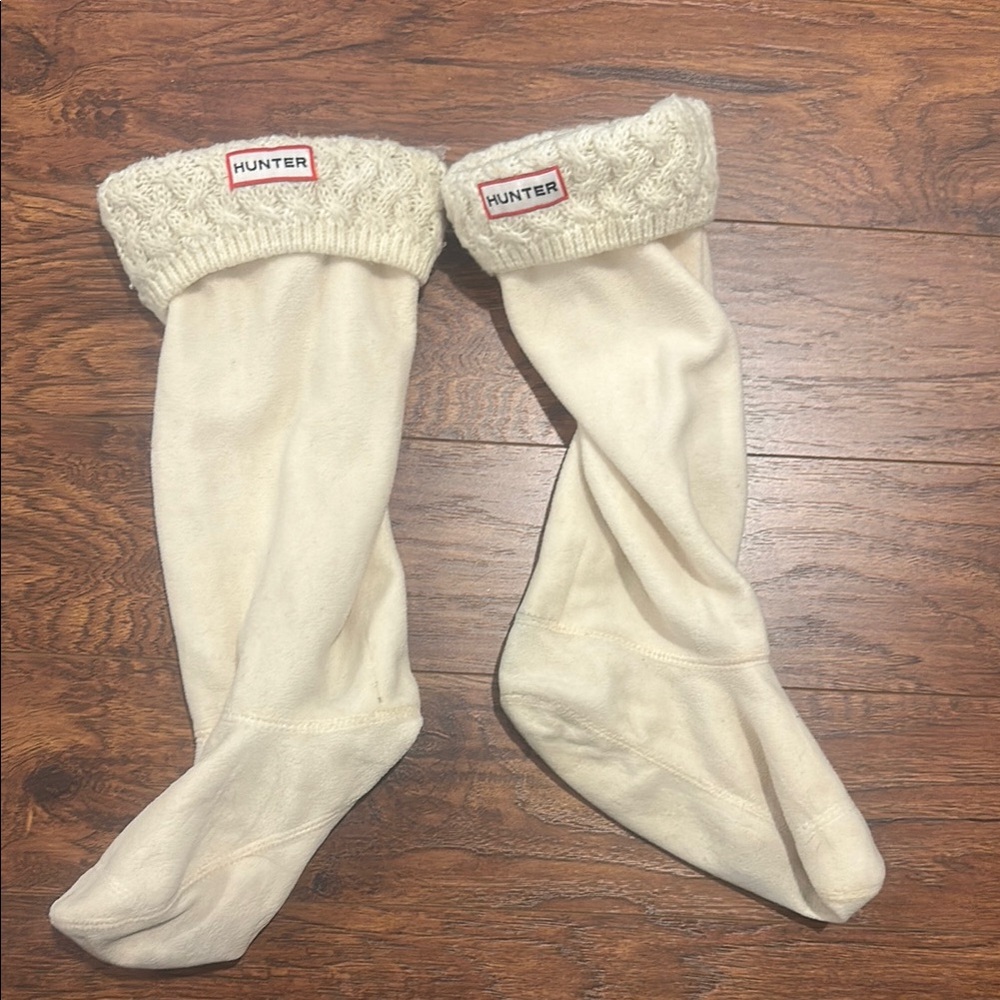 Hunter Cream Knit Cuff Boot Socks